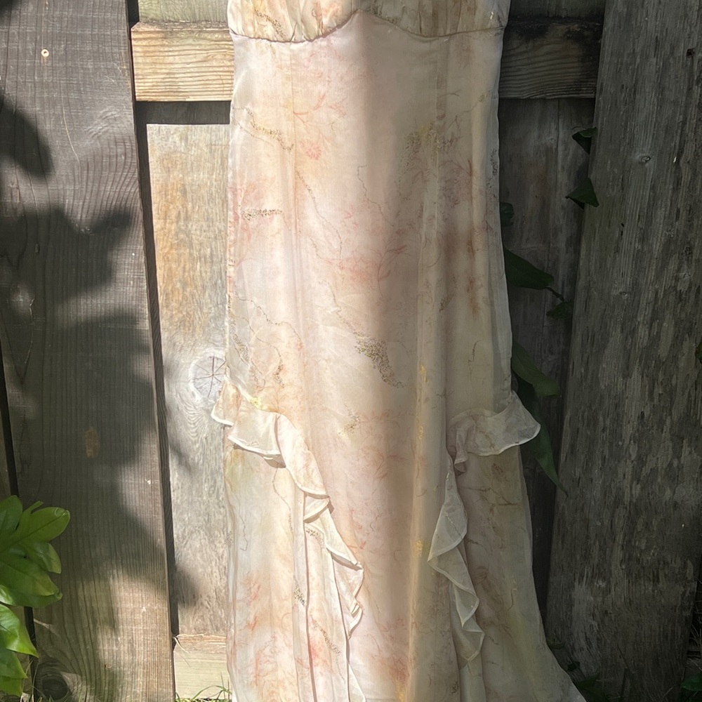Elegant Cream Ruffled Dress - Picture 2 of 12